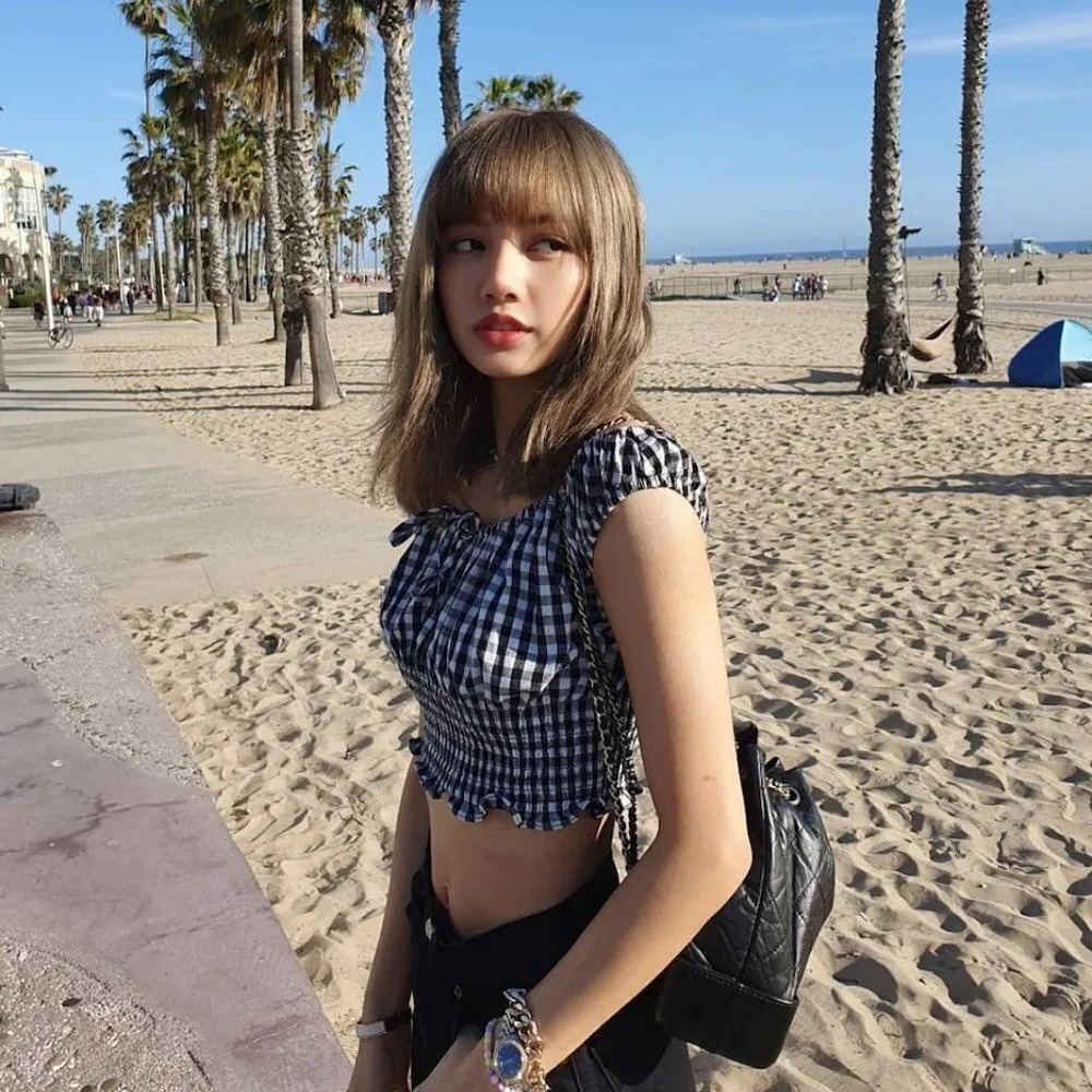 YesStyle Black & White Gingham Trendy Off-Shoulder Maiden Cottage Crop Top